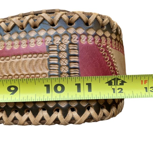 Hand Tooled Leather Bag Crossbody Western Aztec Native American Boho Hippie Big - Picture 11 of 15